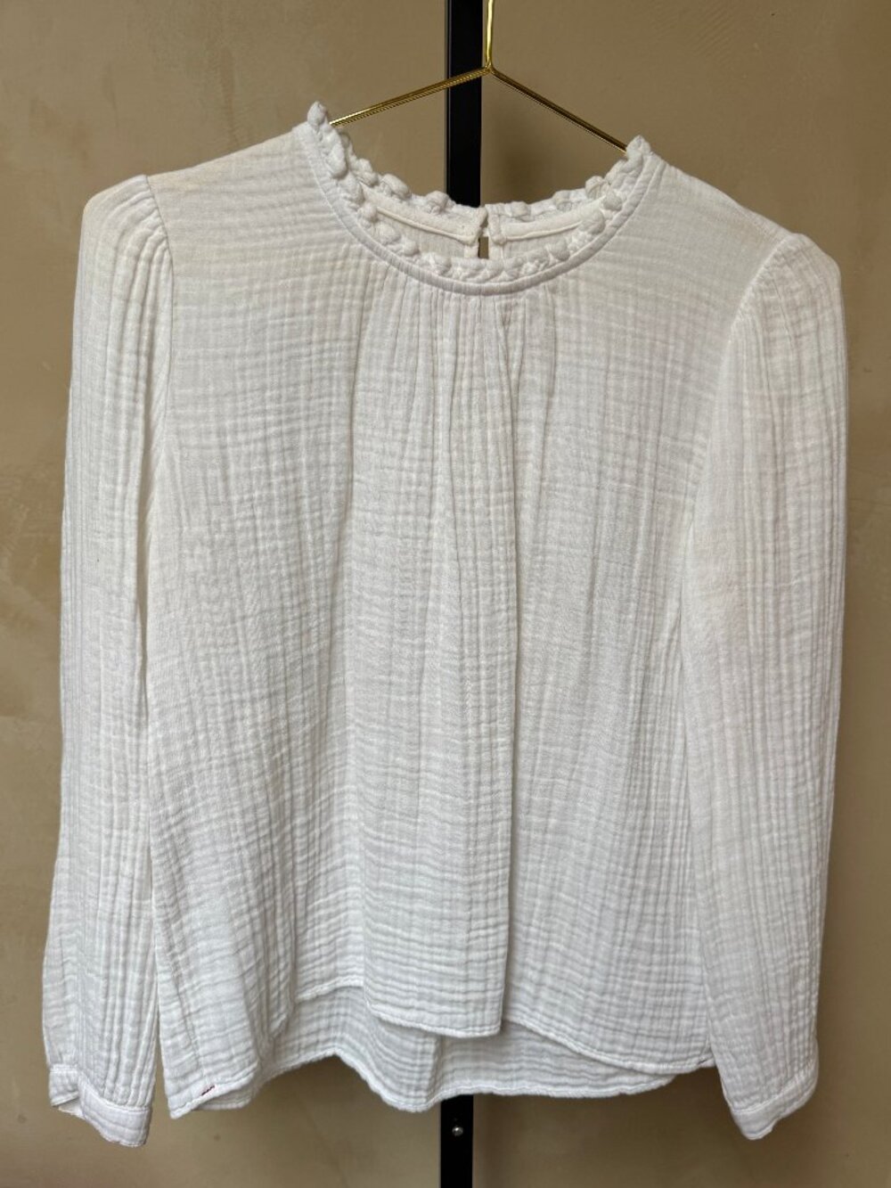 XIRENA Fayth Top Long Sleeve Gauze Cotton White Top Size XS